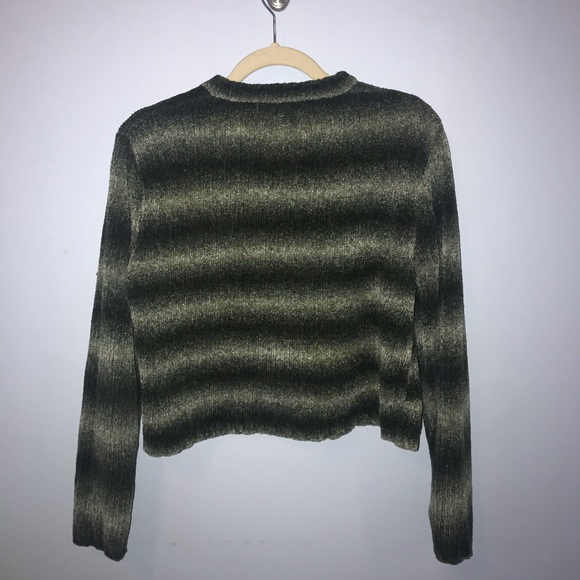 Xhilaration Green Striped V-Neck Sweater - Picture 2 of 5